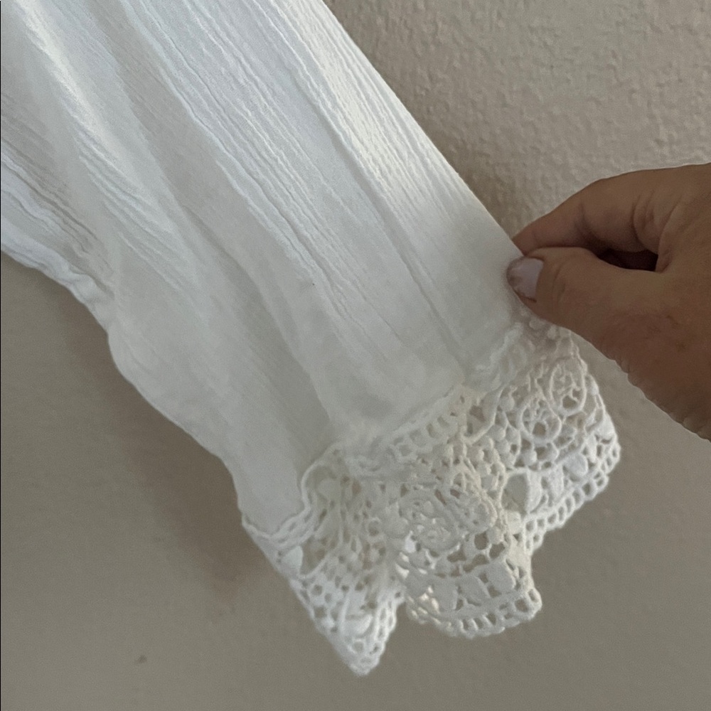 La Blanca White Island Fare Cover Up Crochet Trim Tunic Swimsuit - Picture 4 of 6